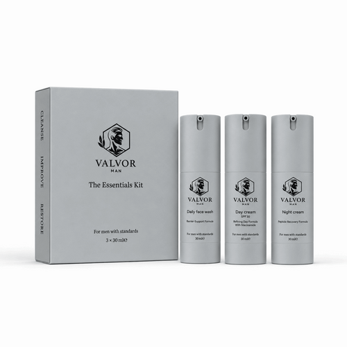 The Essentials Kit: doos met Daily face wash, Day cream SPF30 en Night cream, 3 x 30 ml