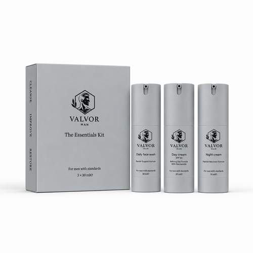 The Essentials Kit: doos met Daily face wash, Day cream SPF30 en Night cream, 3 x 30 ml