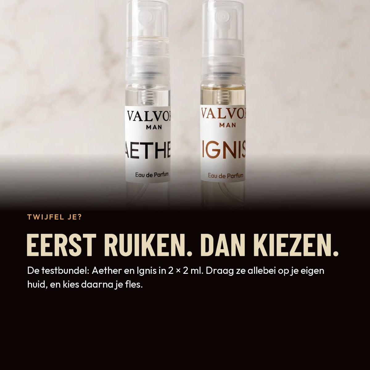 Eerst ruiken, dan kiezen: de testbundel met Aether en Ignis in 2 × 2 ml